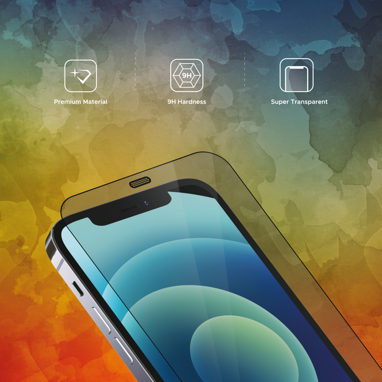 واقي شاشة Liberty Guard كامل الحواف المستديرة لهاتف iPhone 12/12 Pro مع فلتر غبار ومضاد للصدمات والتأثير - أسود