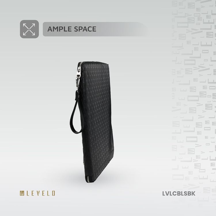حقیبة كمبيوتر محمول من Levelo Cristallo Booktype، مريحة للحمل، مصنوعة من مادة ممتازة، تصميم خفيف الوزن - اسود