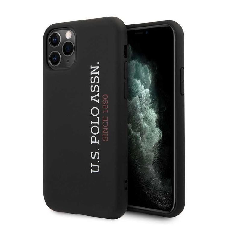  سي جي موبايل يو اس بولو اسن. جراب صلب من السيليكون السائل بشعار عمودي متوافق مع ايفون 12 بروماكس (6.7 بوصات) جراب صلب من السيليكون الفاخر ، مقاوم للصدمات والخدش ، سهل الوصول إلى جميع المنافذ ، غطاء خلفي للحماية من السقوط مناسب مع شواحن لاسلكية مرخصة رسميًا - أسود