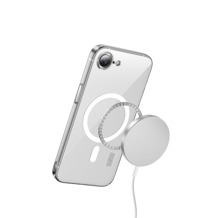 جراب Green Lion MagSafe Delgado لجهاز iPhone 16e بحواف مرتفعة، تصميم شفاف كريستالي، مغناطيسات N52 قوية، مصنوع من مادة TPU+PC صلبة، قبضة مريحة - شفاف