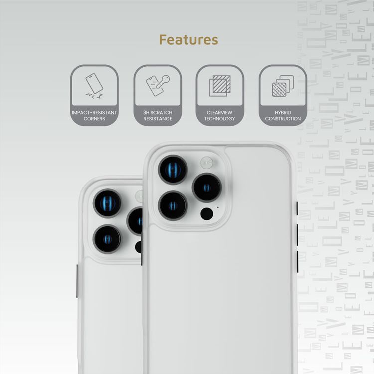 Levelo Solo Case for iPhone 16 Pro Max with Clearview Technology, Matte TPU Bumper, Comfortable Grip, Impact-Resistant Corners, 3H Scratch Resistance - White