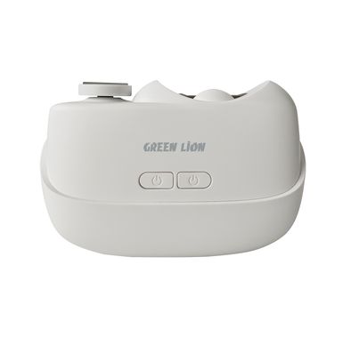 Green Lion 2-In-1 Nail Clipper and Polisher with Durable Alloy Blades, 360° Smooth Polishing, Nail Debris Collector, Built-in LED Light, Ergonomic Arc Design, Safety Protection, 2 Speed Modes, Low Noise Operation - White