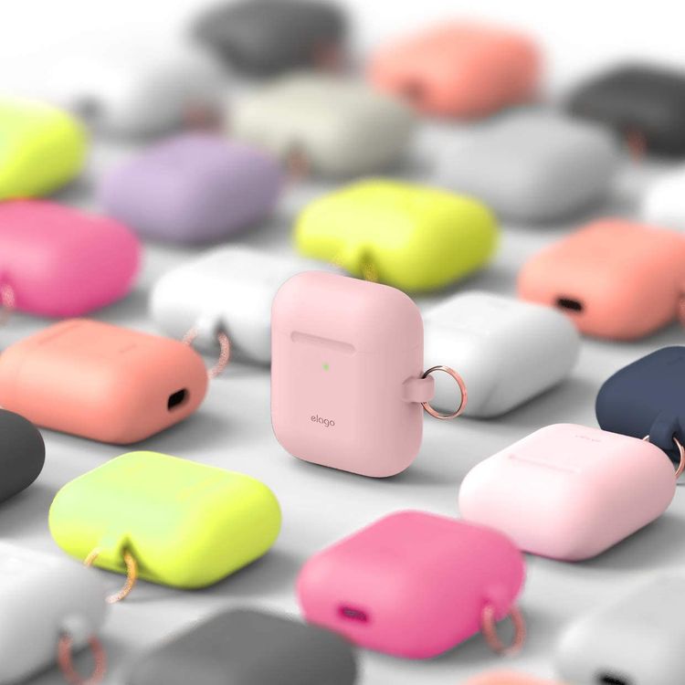 Elago Skinny Hang Case Cover Compatible for Apple AirPods 1&2 Generation, Upgraded Premium Silicone, Front LED Visible, Scratch Resistant, Drop Resistant, Protective Cover