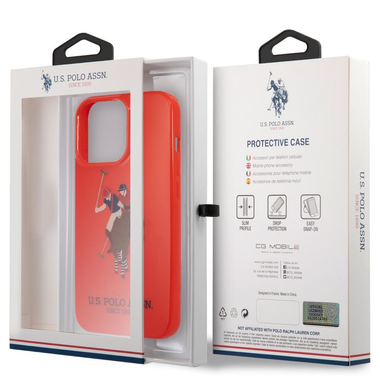 US Polo Assn Full TPU DH Logo Flou Case for iPhone 13 Pro Max( 6.7 ) - Red