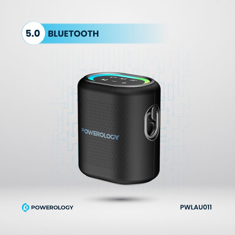 Powerology Portable Loud Speaker, 4000mAh Battery Capacity, Bluetooth Version 5.0, 3-4 Hours Charging Time, 8 Hours Working Time - Black