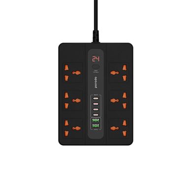 Porodo Multi-Port Super Hub 4 USB-C & 2 USB-A Ultimate Home & Office Kit - 2m - Black