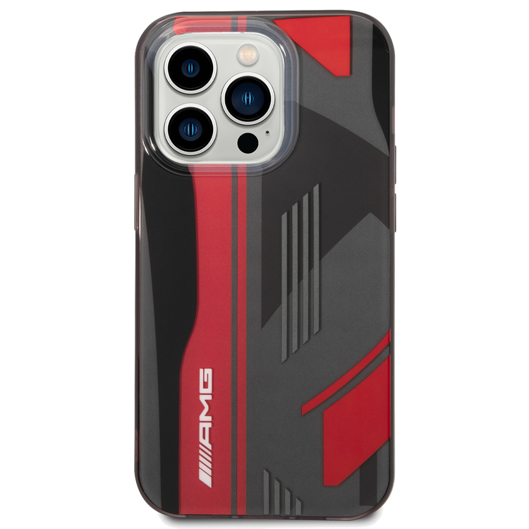 AMG Transparent Double Layer Case Expressive Graphic Design iPhone 14 Pro Compatibility - Black/Red
