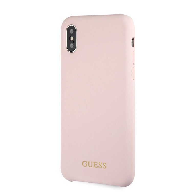 CG MOBILE Guess Silicone Phone Case Compatible for Apple iPhone X (5.8") Anti-Scratch Mobile Case Officially Licensed - Light Pink