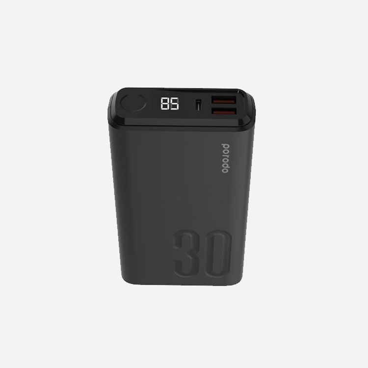 Porodo Power Bank PD-3094-BK Power Bank 3000mAh-Black 20W Power Delivery and Quick charge 3.0 features  - Black