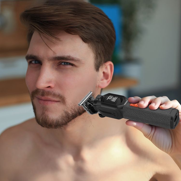 Porodo Multi-Purpose Trio Grooming Kit with Hair Clipper & Beard Shaver, 5W Rated Power, 200 Minutes Working Time, 4 Combs, 2000mAh Battery Capacity, LED Digital Display, 7000RPM Motor Speed, USB-C Charging - Black