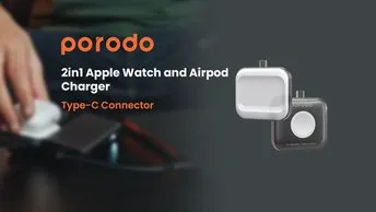 Porodo Dual-Dock Wireless Charger for Apple Watch & AirPods in UAE | Plug & Charge - Gray Color | (PD-WA2N1C-GY)