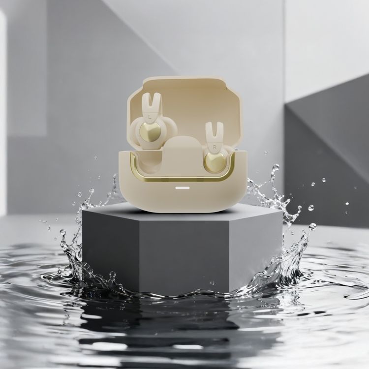  Green Lion GR-22 Clip-On Earbuds with Voice Assistant, IPX4 Waterproof, Dual Mic Calls, USB-C Charging, 20 Hours Playtime with Case, v5.4 Bluetooth - Beige