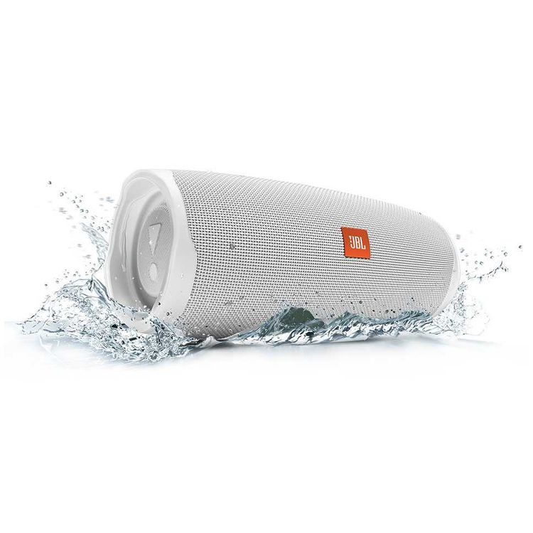JBL Charge 4 Portable Wireless Bluetooth Speaker with Built-in Power Bank, 7500mAh Battery 20-hours Playtime, IP67 Waterproof & Dustproof Feature - White