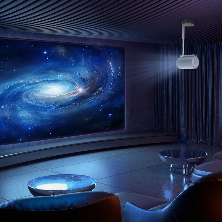 Porodo Lumino Smart FHD Projector with Adjustable Telescopic Stand, 100" Ultra Wide Screen, Android 13, Remote Controller, 2.69" LCD Panel Size, ×1 HD Multimedia & ×1 USB-A & ×1 Audio Inerface, 30"-100" Projection Size, 1-3m Projection Distance, Cinematic Screen Viewing - Gray