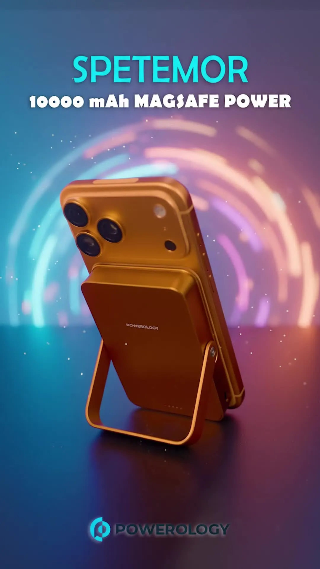 باورولوجي بطارية محمولة ماغ سيف بقدرة 10000 مللي أمبير مع سطح زجاجي في الإمارات العربية المتحدة | حامل مدمج - لون برتقالي | (PPBCHA36OG)