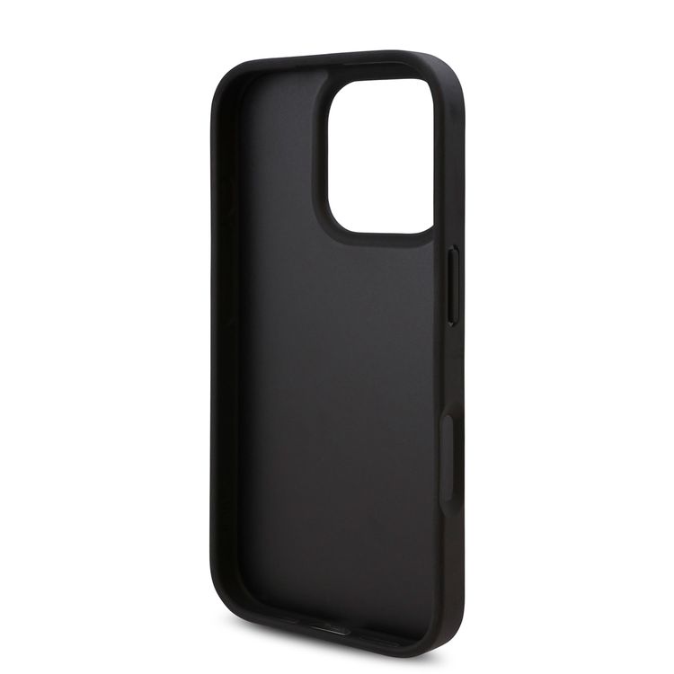 Karl Lagerfeld PU Hard Case for iPhone 16 Pro with Monogram Karl Patch, Drop Protection, Lightweight, Slim Profile, Comfortable Grip, Sustainable Packaging - Black