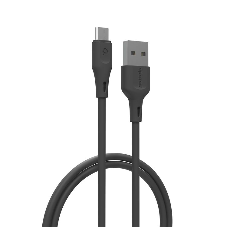 كابل بورو دو USB-A إلى Micro USB مع تيار 2.4A، بطول 2 متر، مصنوع من مواد TPE وPVC، يتميز بالشحن السريع ومزامنة البيانات، عمر افتراضي لأكثر من 5000 انحناء، آمن وموثوق، تصميم ذكي - أسود