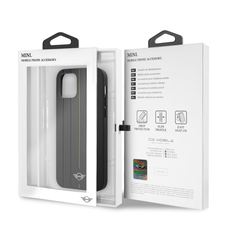 CG MOBILE Mini Cooper PU Leather Hard Case Hot Stamp Compatible for iPhone 12 / 12 Pro (6.1") Shock Absorbent, Easy Access to All Ports, Scratch Resistant