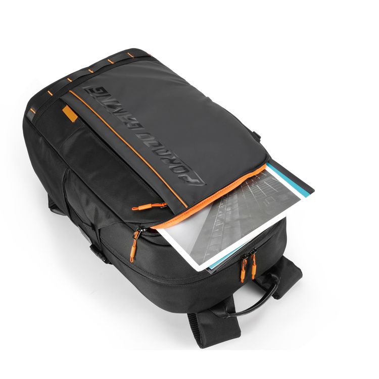 Porodo Gaming PU Laptop Backpack With USB-C Port and PS5 Compartment  - Black/Orange