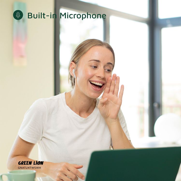 Green Lion Atlanta True Wireless Earbuds with Built-in Microphone, IPX4 Waterproof Level, Voice Assistant, HiFi Sound, Touch Control, 3 Hours Playtime - White