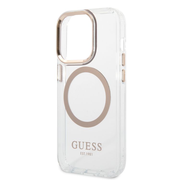 Guess Magsafe Compatibility Transparent Outline iPhone 14 Pro Compatibility - Gold