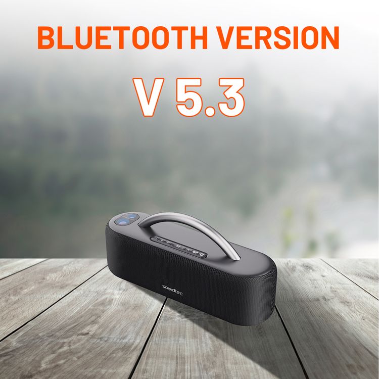 Porodo Soundtec Galactic Star Light Portable Speaker with Powerful Bass, Hands-Free Calls, Multi-Function Buttons, Karaoke, Zoom Life APP, USB Playback, 4400mAh Battery Capacity - Black