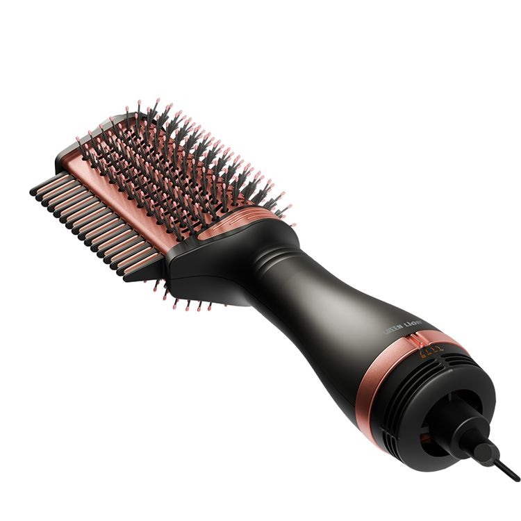 Green Lion Viora Hair Styler with PTC Heating Element, 1200W Power, Round Brush Bristles, 360° Swivel Cord, 3 Levels Heat Settings, ABS Material - Black