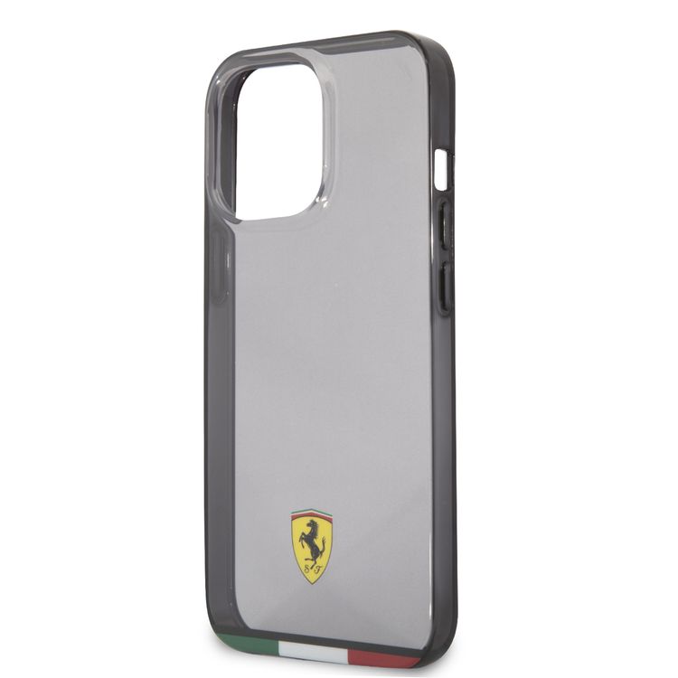 CG MOBILE Ferrari Italia Stripe Transparent Hard Case Print Logo Compatible for iPhone 13 Pro Max (6.7") Scratches Resistant, Easy Access to All Ports
