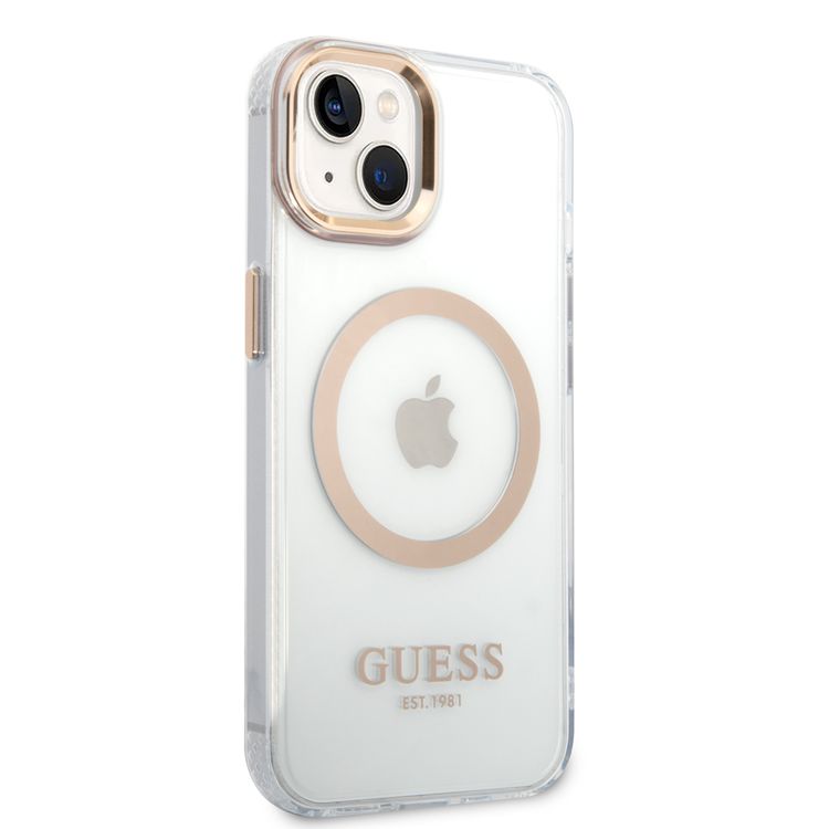 Guess Magsafe Compatibility Transparent Outline iPhone 14 Compatibility - Gold