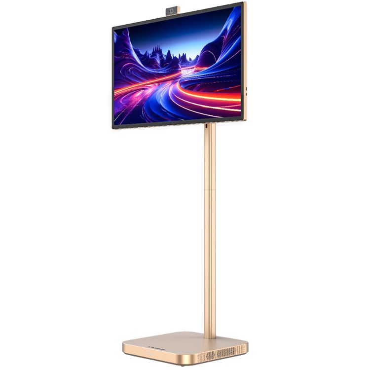 Powerology 32" Google 4K Screen with 4K Camera, 8GB RAM, 128GB Memory, 9800mAh Battery, 16.7M Colors, Android 13, 4 Hours Working Time, Dual 10W Speakers, 2.5 Hours Charging Time - Gold