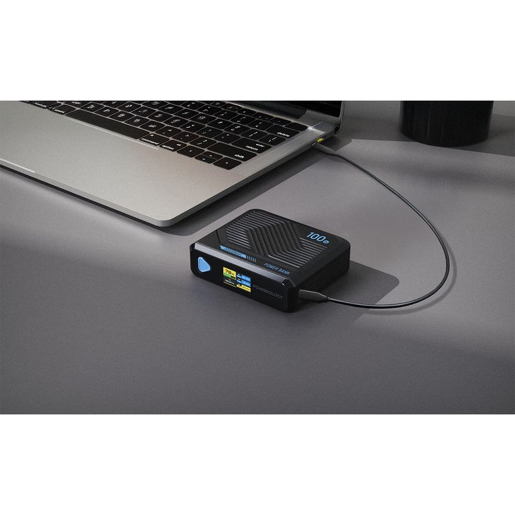 Powerology Ultra Mini 20000mAh Power Bank with Simultaneous Charging, Power Info Display, 100W Power Delivery, 15W Wireless Charging - Black