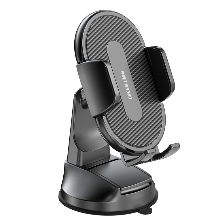 Green Lion Ultra Grip Car Phone Holder, Compatible with 4.7"-6.9" Devices,  Anti-Slip Base, ABS, PC & Silicone Material, Strong Adhesion, Quick Release Base, 7.5cm Suction Cup - Black