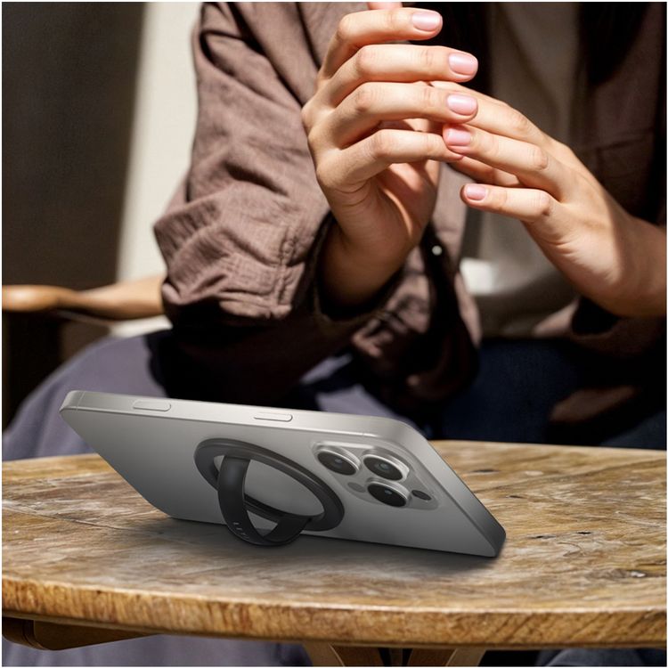 Levelo Luna MagSafe Phone Ring Holder with Comfortable Grip, 360 Full Rotation, Non-Slip Surface - Black 