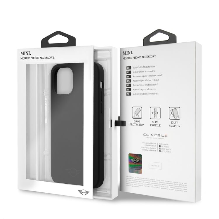 CG Mobile Mini Cooper Silicone Hard Case Tone on Tone Logo Compatible for iPhone 12 Pro Max (6.7") Easy Access to All Ports, Shock-Absorption, Anti-Scratch, & Drop Protection Back Cover Suitable with Wireless Chargers Officially Licensed - Black