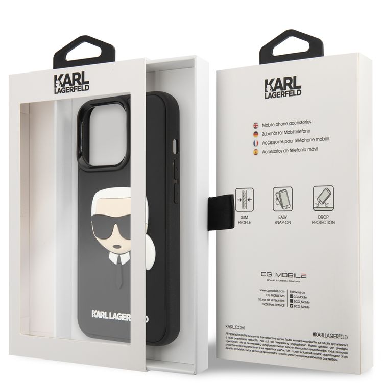 Karl Lagerfeld 3D Rubber Case Karl Head For iPhone 13 Pro (6.1 ) - Black