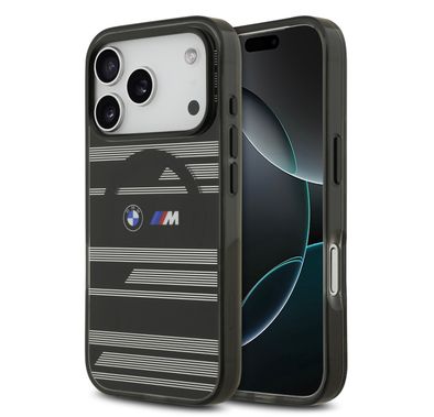 BMW MagSafe Transparent IML Case with Metal Buttons & Line Designs for iPhone 17 Pro, Sustainable Packaging, Easy Snap-On, Slim Profile, Drop Protection - Smokey Black