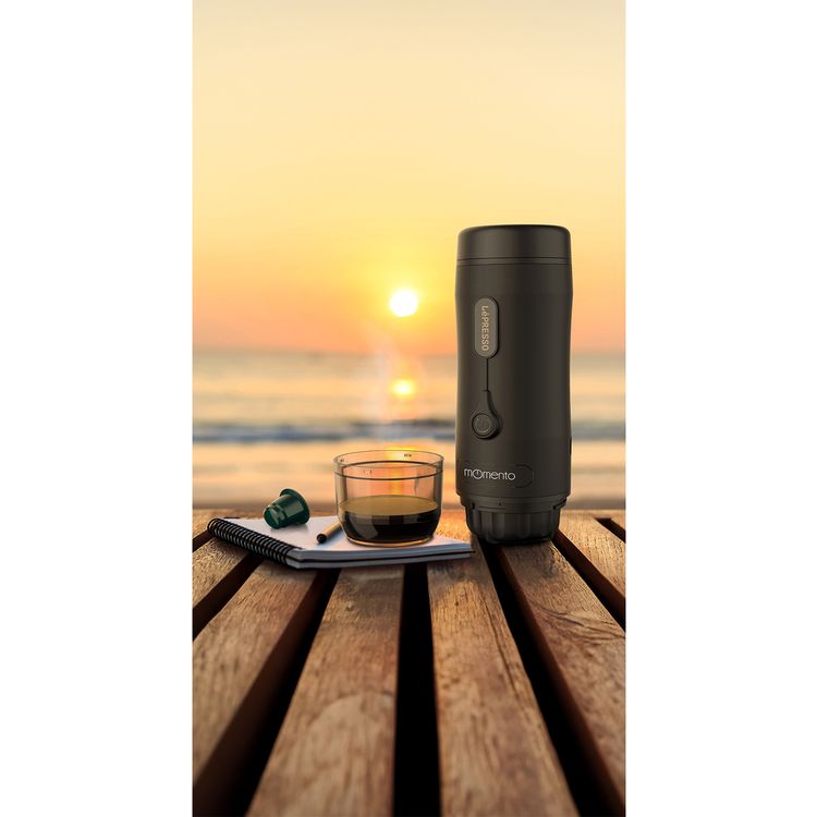 LePresso Momento 2.0 Portable Espresso Coffee Machine, Ground & Nespresso Compatible, 75W Power, 2500 mAh Battery Capacity, 2-3 Hours Re-Charge Time, 4 Single Shots Fully Charged Working Time - Black