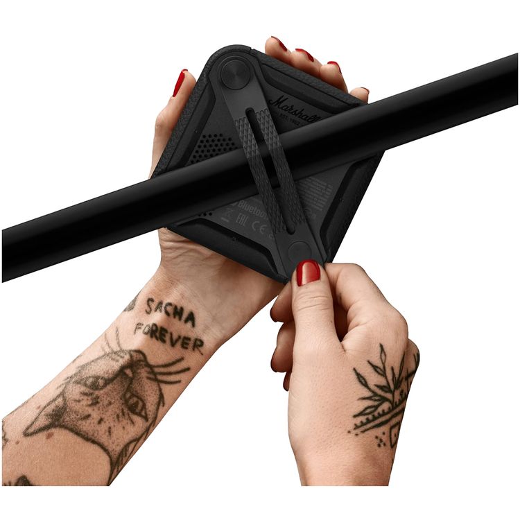 مكبر صوت لاسلكي محمول صغير الحجم من مارشال ويلين مزود بتقنية البلوتوث 5.1، مقاوم للماء IP67، وقت شحن 3 ساعات، وقت تشغيل يصل إلى 15 ساعة، ميكروفون مدمج، نطاق بلوتوث 10 أمتار، منفذ شحن من النوع C، تصميم محمول - أسود/نحاسي