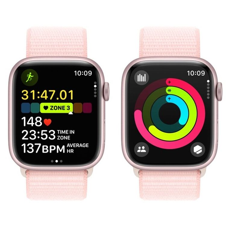 Apple Watch Series 9 [GPS 41mm] with Pink Aluminum Case & Light Pink Sport Loop