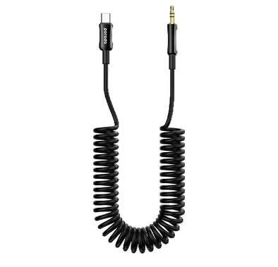 Porodo 3.5mm Type-C AUX Coiled Audio Cable Convenient Tan...