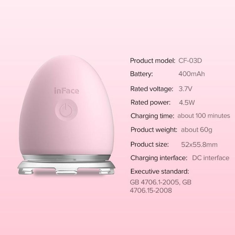 inFace Skin Care Device Face Care Tool Tactile Vibrat Massager ION Wrinkle Remover Facial Mesotherapy for Makeup Remover Facial Device - Pink