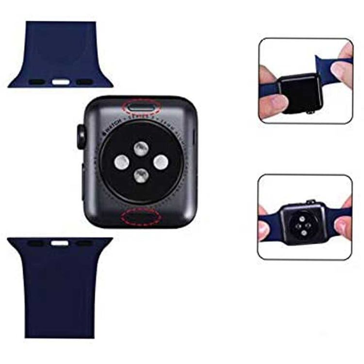 ايجارد من بورودو سوار ساعة سيليكون لساعة ابل ، سوار معصم بديل مناسب ومريح ، أشرطة قابلة للتعديل متوافقة مع ساعة ابل 44ميلي / 42ميلي - ازرق غامق