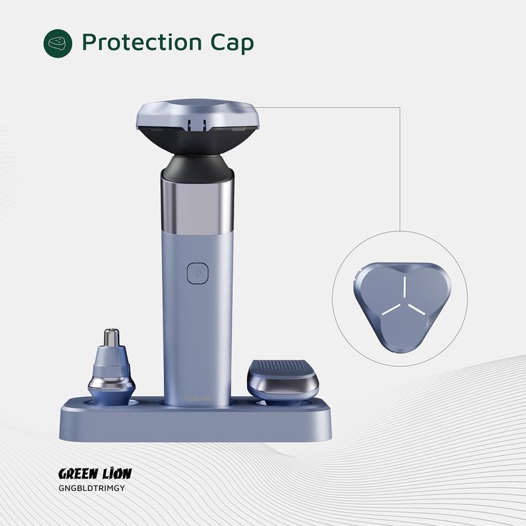Green Lion 3-in-1 G-Blade Trimmer with Digital Display, 90 Minutes Working Time, 5W Power, Stainless Steel Blade, 600mAh Battery, Travel Lock, Shaver, Hair & Nose Trimmer - Gray