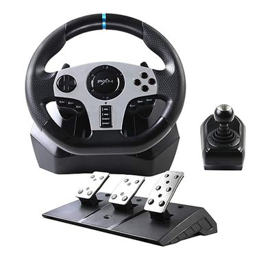 عجلة قيادة سباق قابلة للتعديل، PXN V9، مع القابض ومغير السرعات، تدعم وظيفة الاهتزاز وسماعة الرأس، مناسبة لأجهزة الكمبيوتر الشخصية، PS3، PS4، Xbox One، Nintendo Switch.