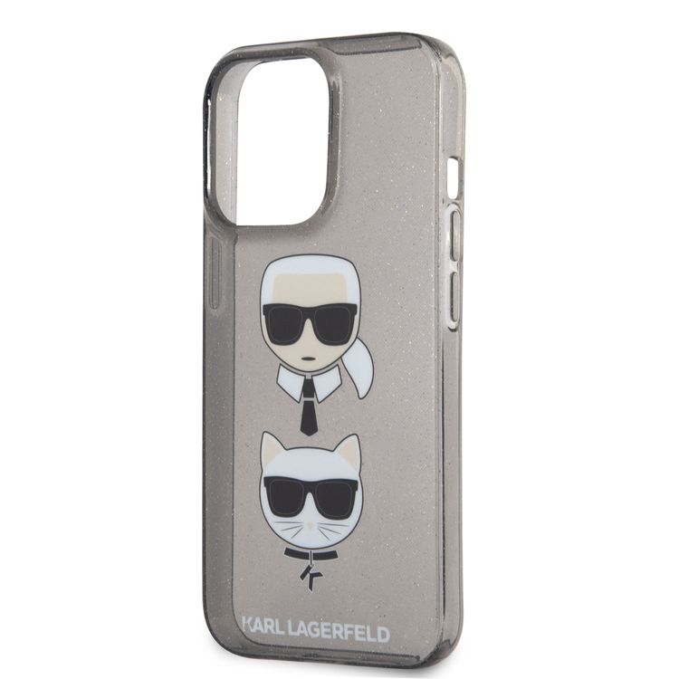 CG MOBILE Karl Lagerfeld TPU Full Glitter Case with Embossed Karl & Choupette Head Compatible for iPhone 13 Pro Max (6.7") Scratch Resistant, Easy Access to All Ports, Drop