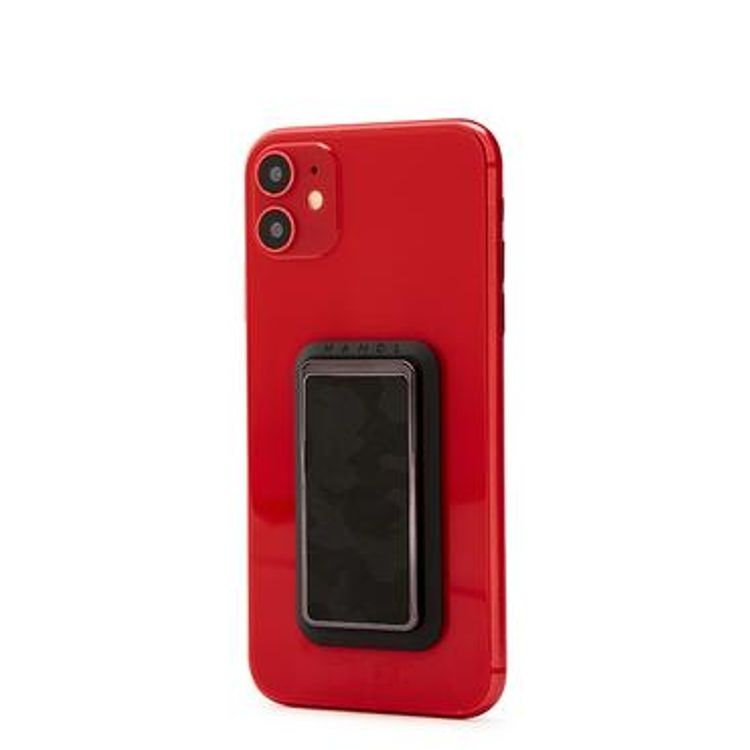 هاندل مقبض هاتف كامو ، أزواج مع أي هاتف ذكي ، مسند متعدد الوظائف ، متوافق مع الشحن اللاسلكي وقبضة الهاتف والحامل - أسود