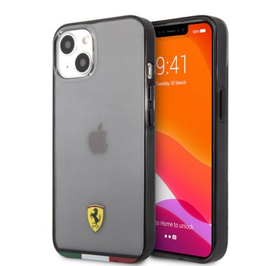 CG MOBILE Ferrari Italia Stripe Transparent Hard Case Print Logo Compatible for iPhone 13 (6.1") Scratches Resistant, Easy Access to All Ports