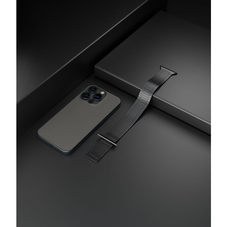 حزام ساعة ليفيلو ميلانو لساعة ابل 49/46 ملم، خفيف الوزن ومتين للغاية، وصلات قابلة للتعديل، مادة لا تسبب الحساسية، تكنولوجيا مضادة للأكسدة - أسود