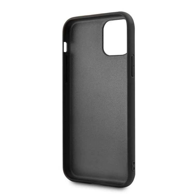 BMW Hard Case Leather Horizontal Lines Compatible w/ iPhone 11 Pro, Complete Protection, Easy Access to All Ports, Raised Edge to Protect Camera - Burgundy