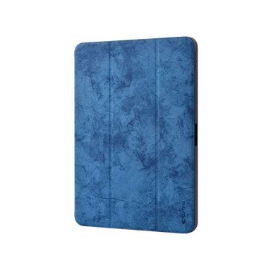 Devia Leather Case with Pencil Slot Compatible for Apple iPad Pro 12.9" ( 2018 ) Elegant & Slim Design 360° Full Protection Case - Three Fold Flip Stand Protective Cover - Blue